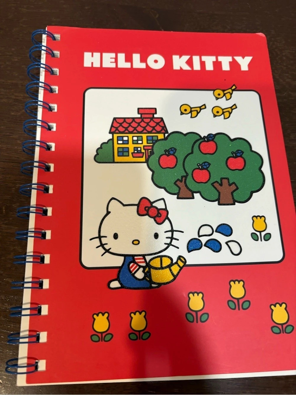 MINISO Hello Kitty Apple Season Spiral Notebook Red & Blue